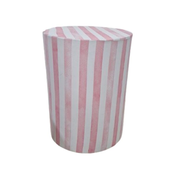 Capa Cilindro M Listrado Branco e Rosa 